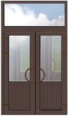 Большие входные двери 1600*2500 с фрамугой (500) ALMplast, Maco, 1-камерный стеклопакет энерго